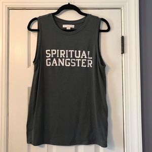 Spiritual Gangster Muscle Tank Olive Green Size S